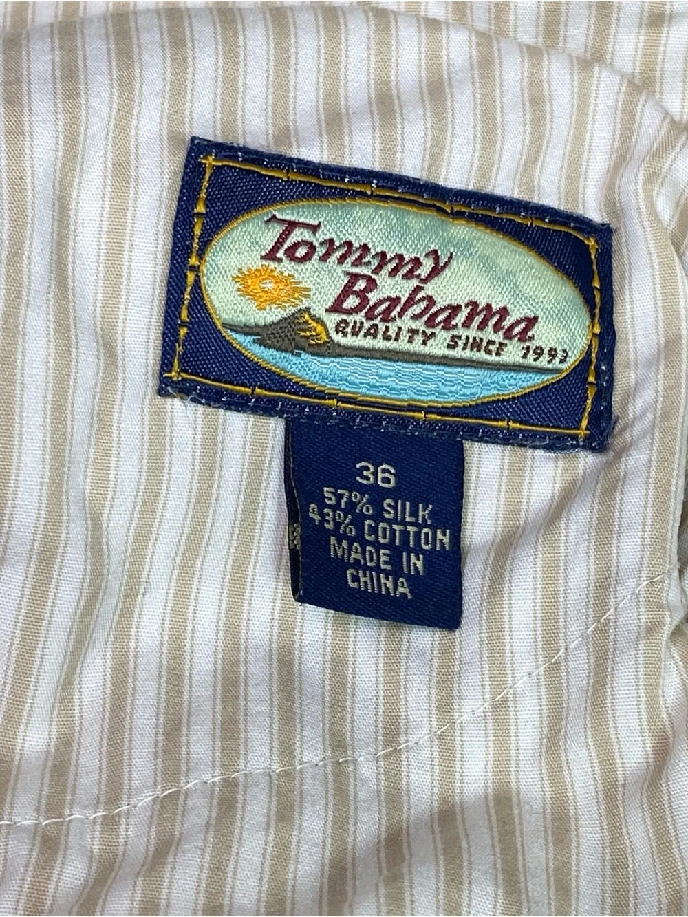VTG Tommy Bahama Relax Men's Shorts 36 Tan Silk Cotton Blend Corduroy Flat Front